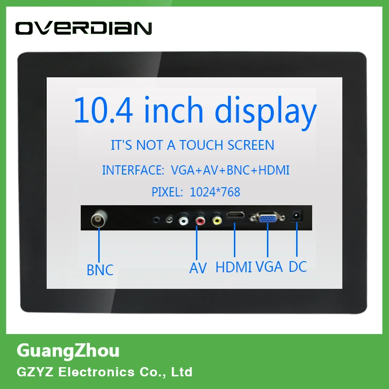 

10.4/10"Non-touch Screen VGA/HDMI/AV/BNC interface Industrial Monitoring Machines Metal Shell Embedded Lcd Monitor1024*768