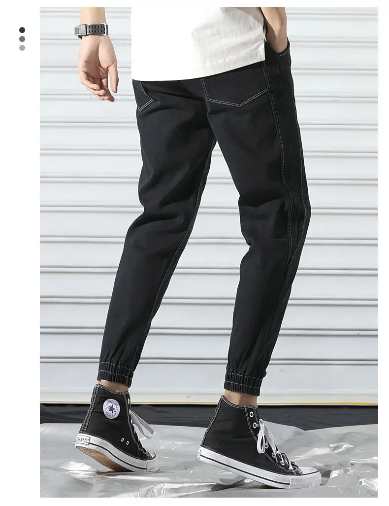 Fashion Denim Jeans Men Cotton Taper Harem Pant Cargo Male Jeans Youth Elastic Waist Stretch Trousers Quality China Brand Jeans 5