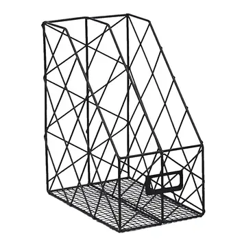 

Double Grids Iron Storage Rack Shelf Desktop Book Magazine Storage Organizer Management Rack
