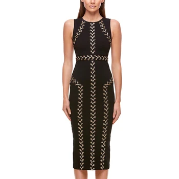 

2020 Summer Women Bandage Dresses Sexy Club Evening Party Mini Dress Ladies Clothes Above Knee Sleeveless O Neck Celebrity