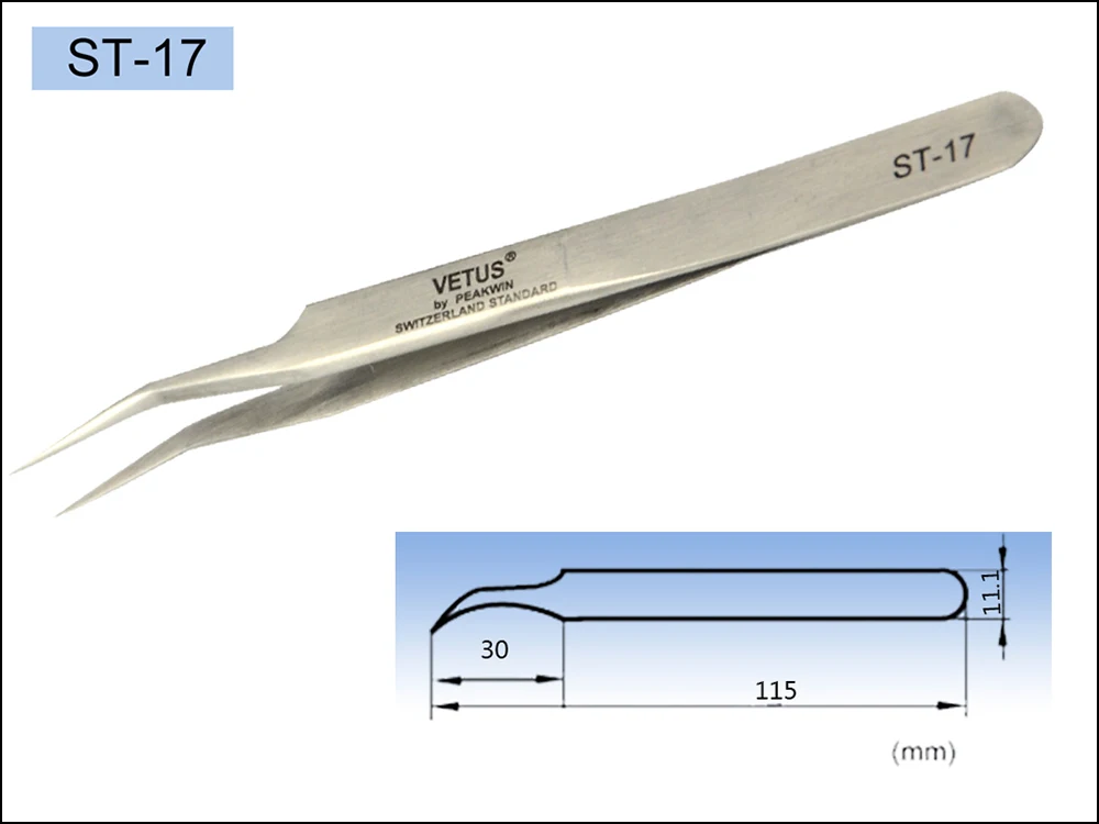 Оригинальные пинцеты «VETUS» Пинцет для наращивания ресниц, инструменты для макияжа ST-11/ST-12/ST-15/ST-17 Пинцет из нержавеющей стали