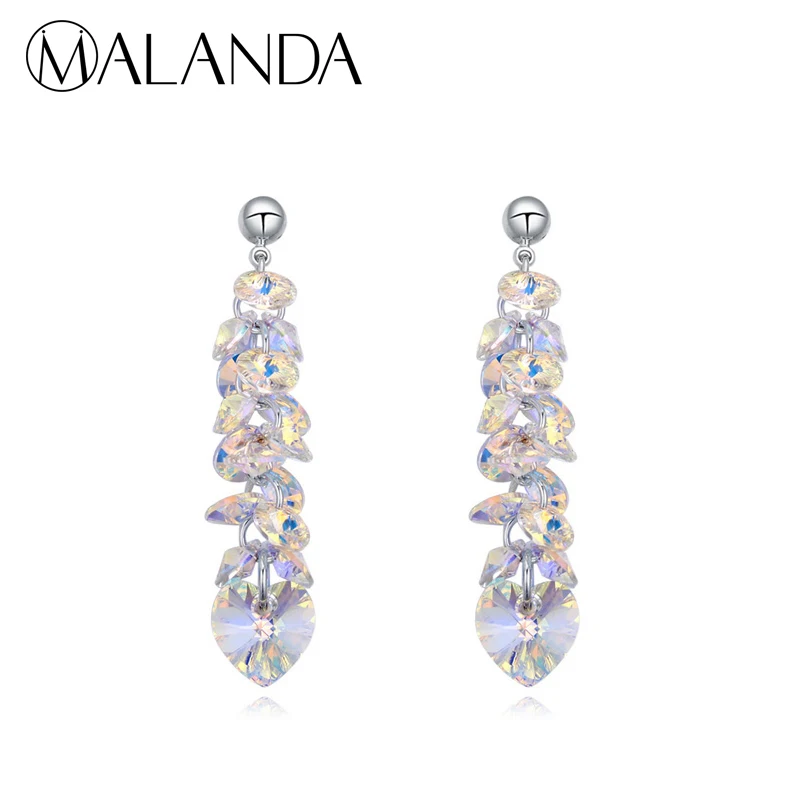 

MALANDA Brand Design Loog Drop Earrings For Women Crystals From Swarovski Hot Fashion Dangle Earrings Wedding Jewelry Girl G