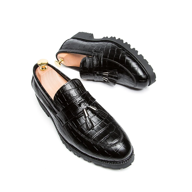 fashion snake skin platform men shoes patent leather luxury brand tassel wedding dress foowear fish brogue oxford shoes for men (5)