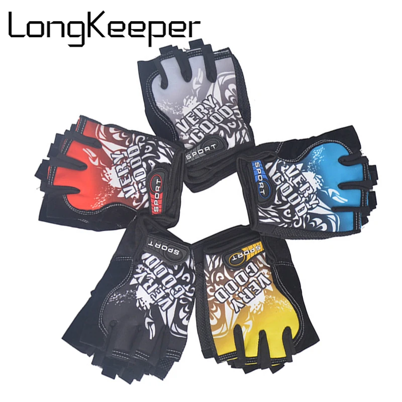 LongKeeper Нескользящие перчатки без пальцев Для мужчин Для женщин половина палец перчатки для Фитнес с гель мягкий Lycra выработать варежки