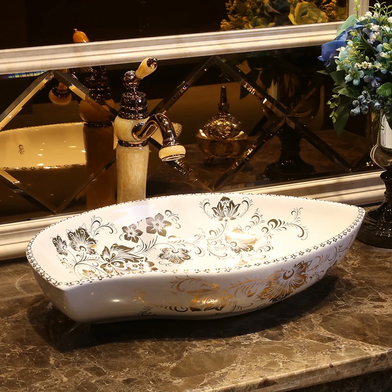 Chinese wash basin vessel sinks Jingdezhen Art Counter Top ceramic