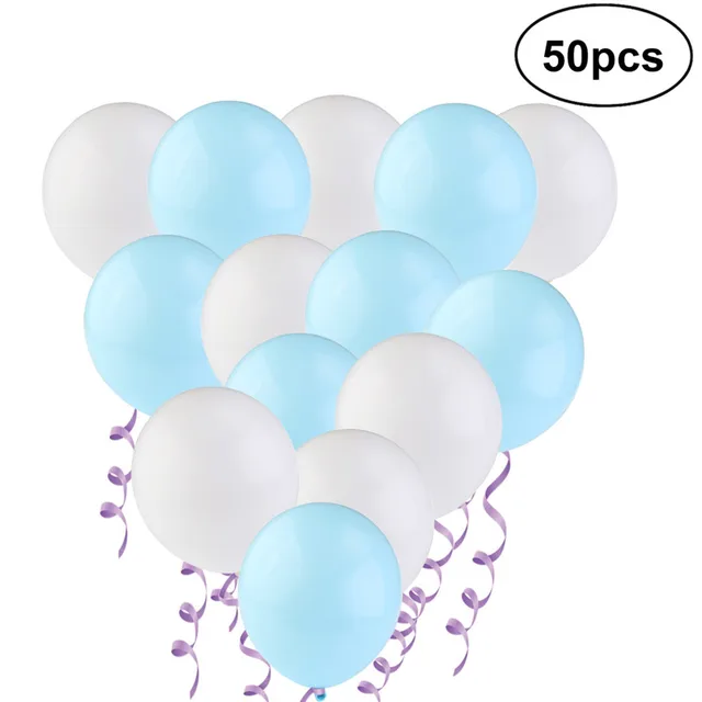 50 Metallic Balloons Each 25 X White And Light Blue Party 50 Metallic Balloons Each 25 X White And Light Blue Party Home Decor Wedding Birthday Balloon