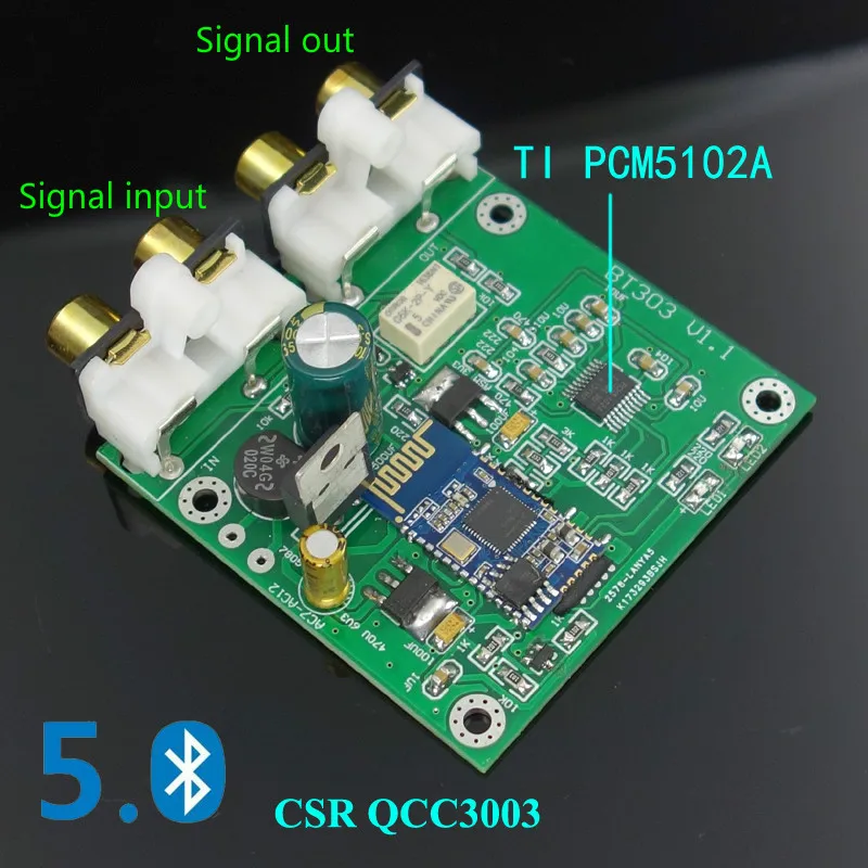 5.0 Bluetooth Receiver Independent DAC Decoder Board CSR QCC3003 PCM5102 Amplifier Speaker DIY With Analog Input and Output