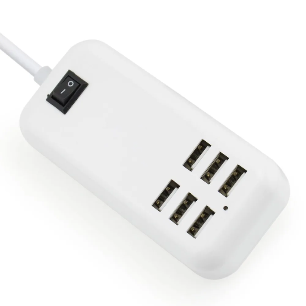 6 منافذ USB شاحن لسطح المكتب للهاتف المحمول المحمولة أوسب الجدار وحدة شاحن AC محول الطاقة فتحات شحن تمديد المقبس