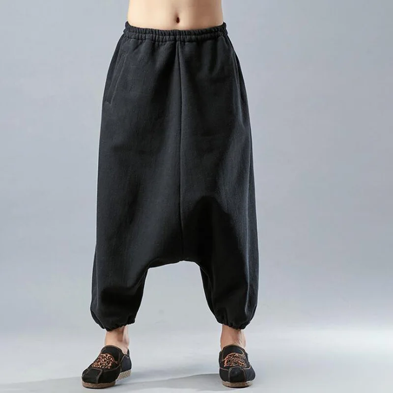 Men's Cross Pants Warm Thick Baggy Pants Cotton Trousers For Men Male Thicken warm pants