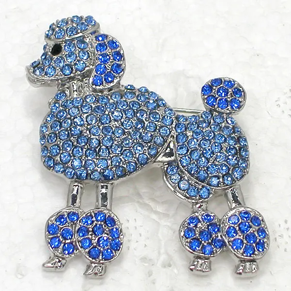 12pcs/lot Wholesale Fashion Brooch Rhinestone Poodle dog Pin brooches