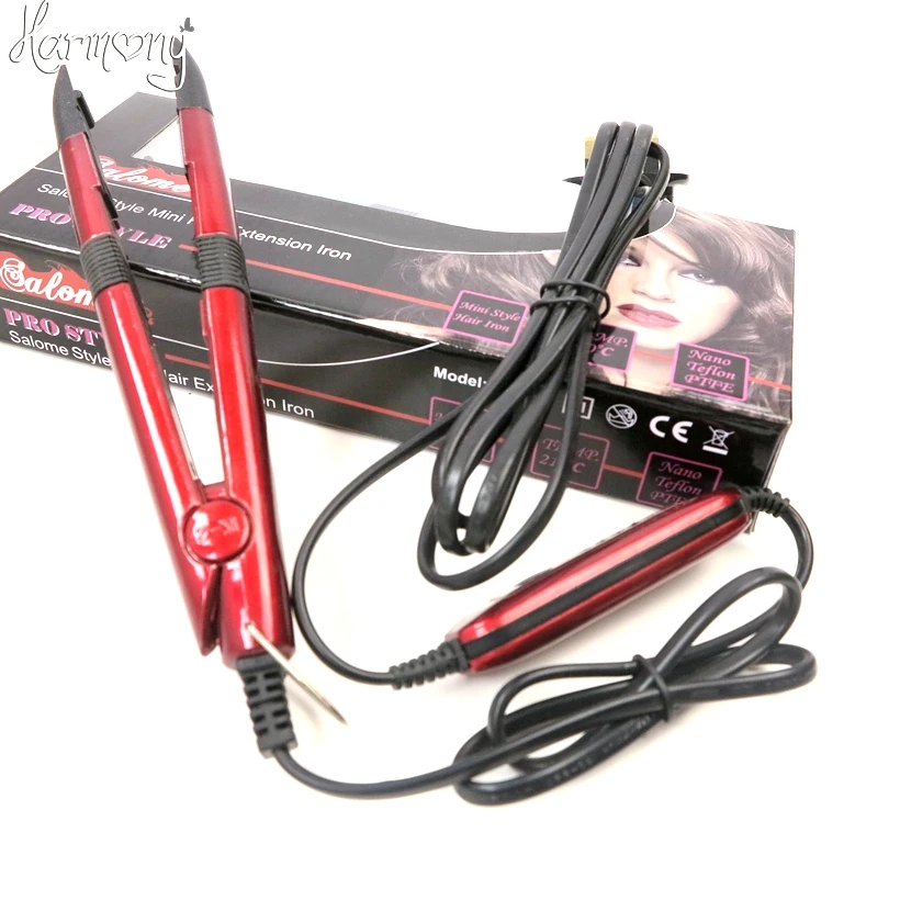 Free shipping! 1 Salome Red Color Tem Control Iron Heat Keratin Pre Bonded Hair Extensions Tools Mini Iron Fusion Connector