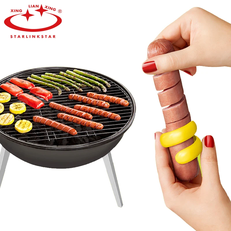 

StarLinkStar.2PCs Manual Fancy Sausage Cutter Spiral Barbecue Hot Dogs Cutter Slicer kitchen Cutting Auxiliary Gadget Meat Tools