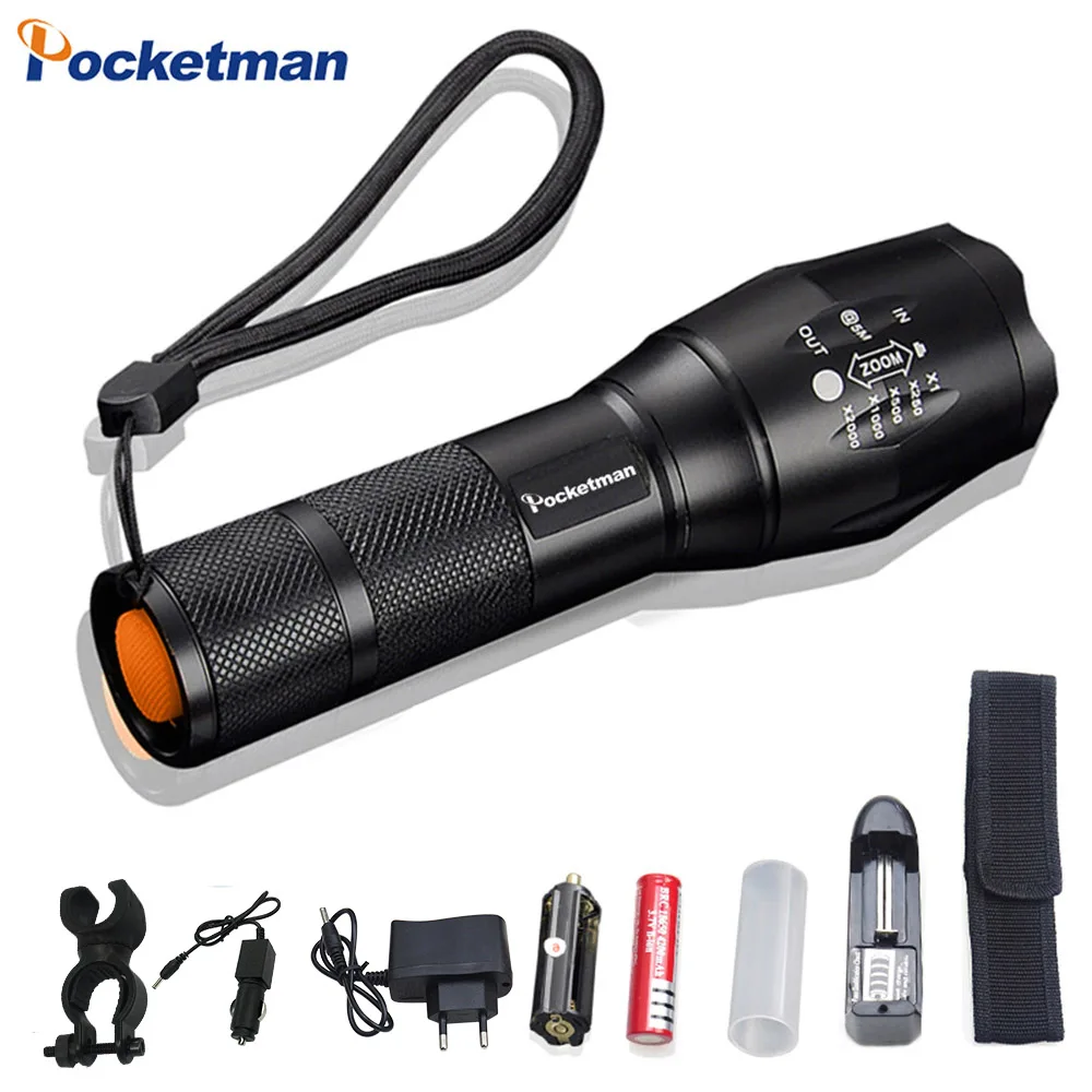

Pocketman LED T6 flashlight 5 Modes Multi-function high quality torch with 18650 battery for reading/climbing/riding/camping