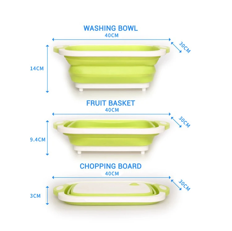 Складная Силиконовая разделочная доска с ящиком для хранения посуды, дуршлаг, Многофункциональный кухонный гаджет, разделочная доска