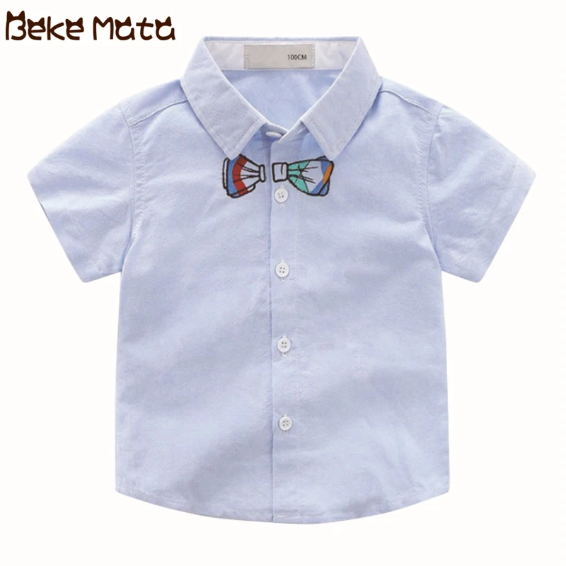 

BEKE MATA Short Sleeve Boy Shirt Summer 2019 Fashion Bow Print Toddler Shirts For Boys Cotton Kids Clothes Children Blouse 2-7Y
