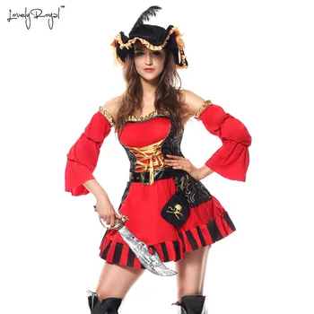 

LoveyRoyal Sexy cosplay Pirate Deluxe Dress Deguisement Adultes Cosplay Burlesque Spanish Pirate Costume Halloween Costumes