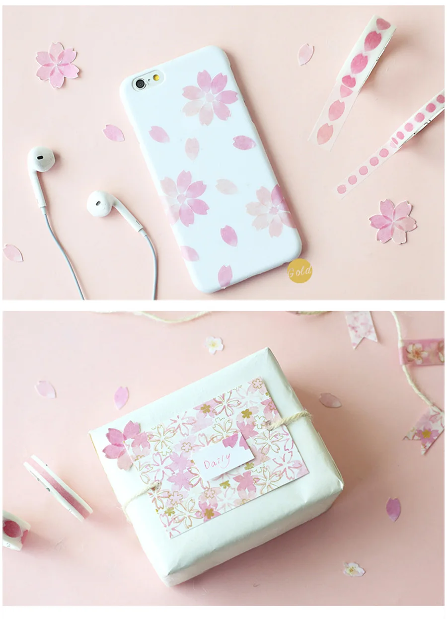 1X романтическая серия cherry blossom DIY декоративная маскирующая лента kawaii васи лента канцелярская офисная клейкая лента этикетка наклейка