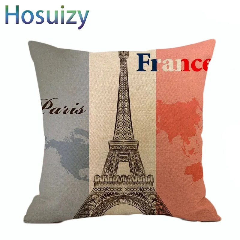 Best Retro Vintage Paris Cushion Covers 45*45 Tower Map Flowers Nordic Style Shabby Chic Home Decorative Sofa Car Throw Pillow Covers