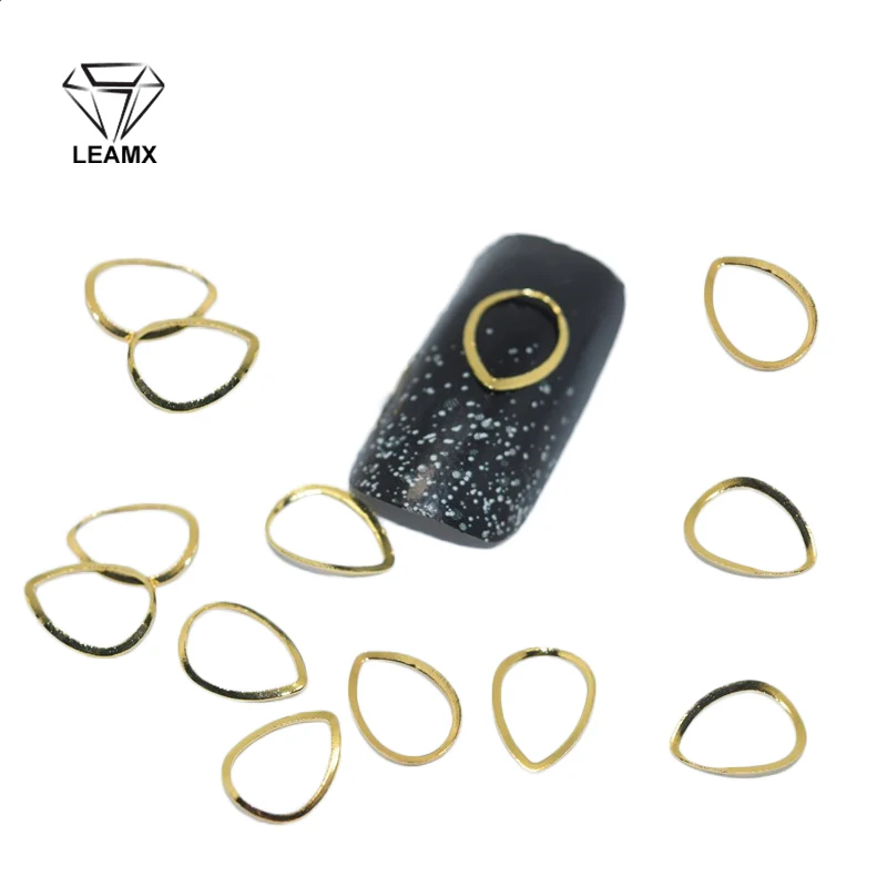 LEAMX 100 шт украшения для ногтей Золото и серебро в форме сердца аксессуары для маникюра 3d металлические гвозди Подвески гвоздики со стразами DIY - Цвет: ZA0007