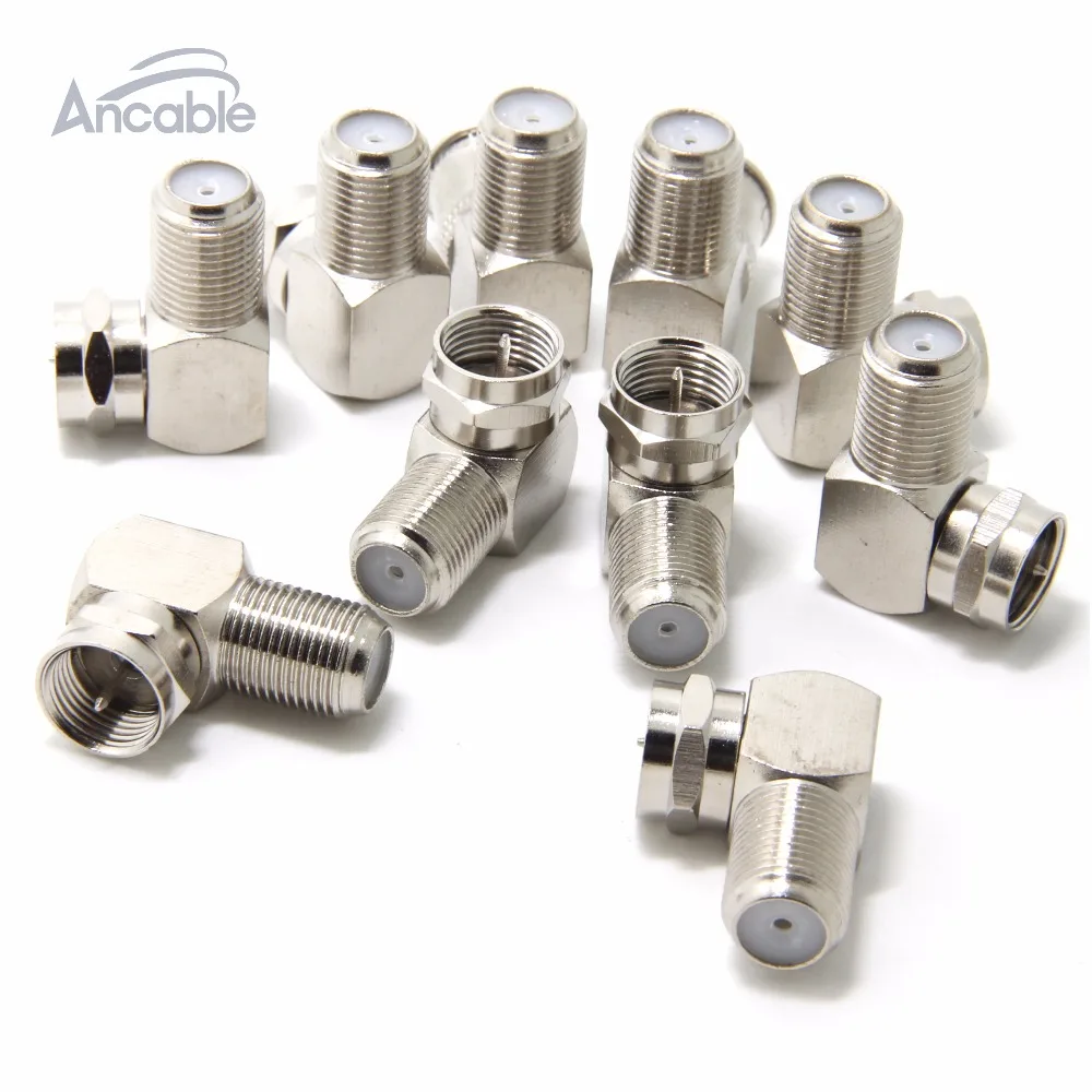 

10pk F RG6 RG59 Coaxial 90 Degree Right Angle Coax Connector Adapter