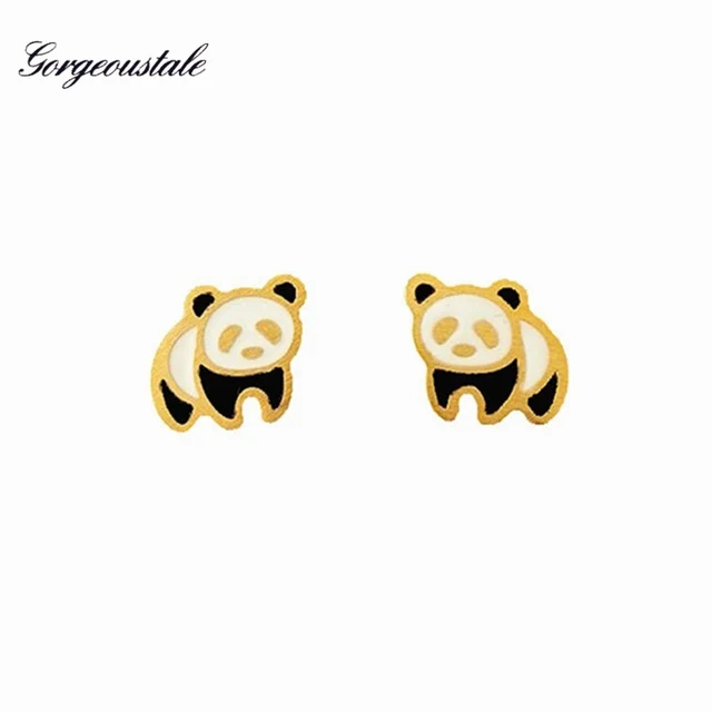 Gold Color Panda Bear Earrings Women Fashion Jewelry Boucles D Gold Color Panda Bear Earrings Women Fashion Jewelry Boucles D Oreille Femme Stainless Steel Stud