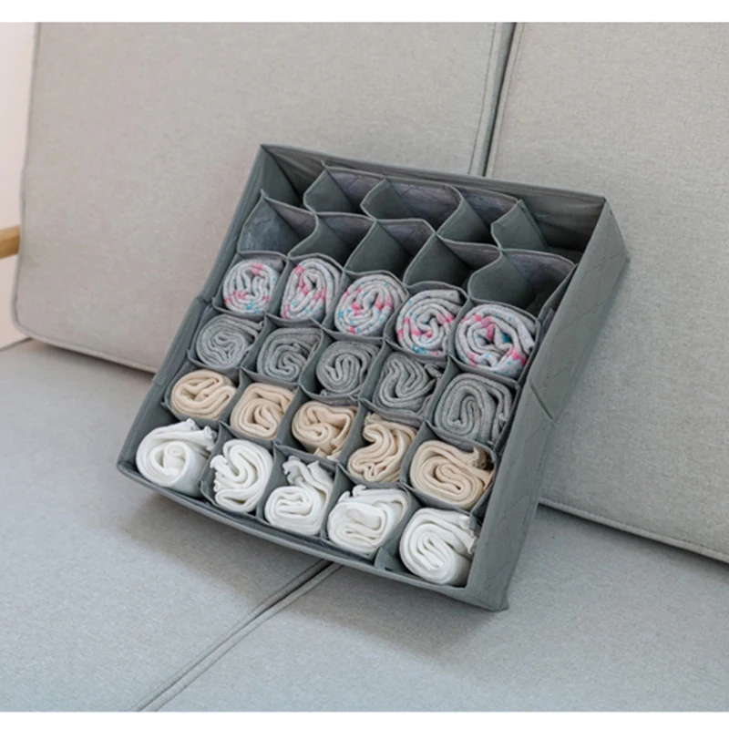 

Non-woven storage box for storing socks underwear bra tie separate drawer wardrobe storage bag 30 grid removable organizer