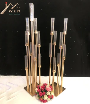 

4PCS 10 Heads Metal Candlestick Candelabra Candle Holders Stands Wedding Table Centerpieces with glass tubes