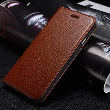 Genuine Leather Case for iPhone 5 5S Concise Case Real Cowhide Flip Cover for Apple iPhone