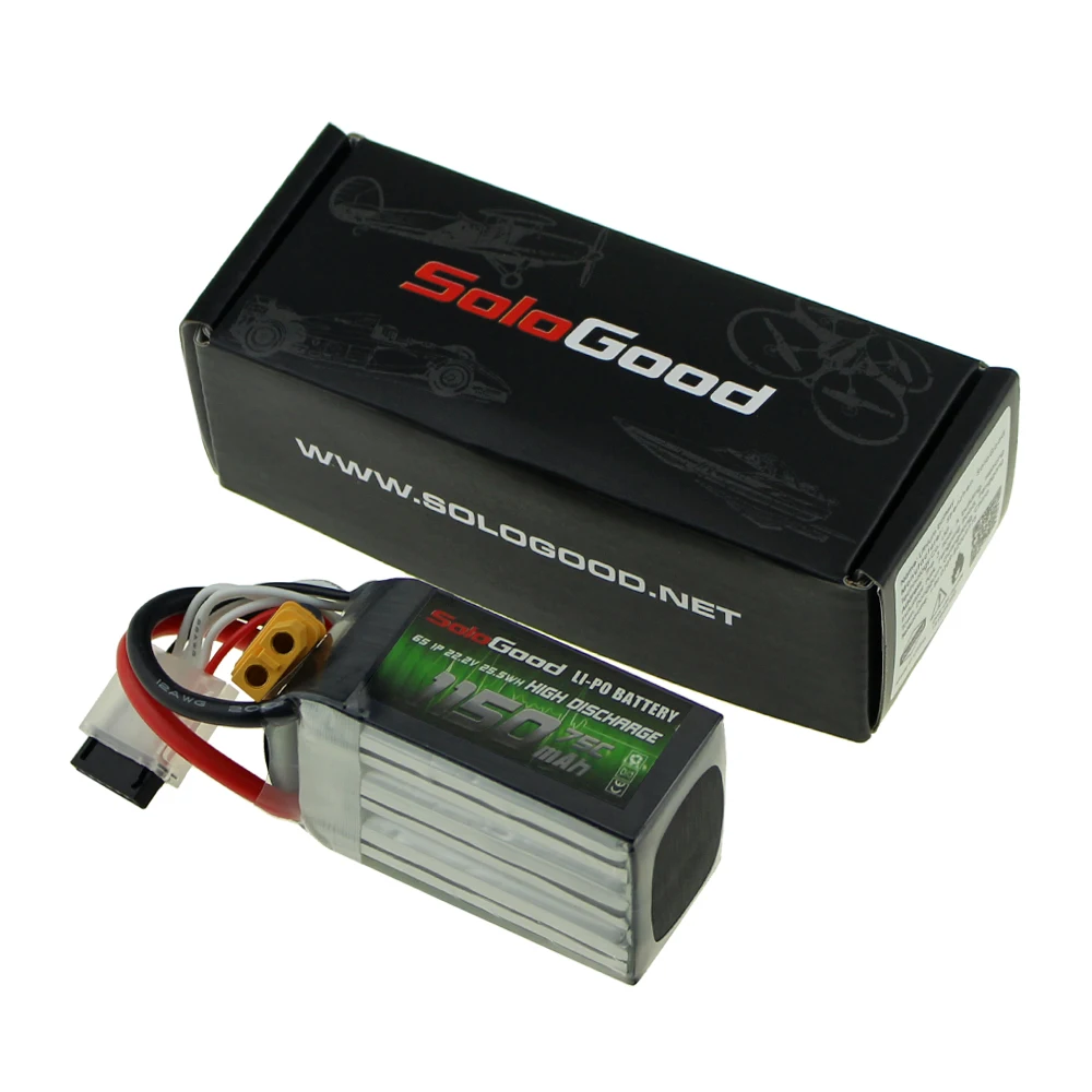 SoloGood Lipo Батарея 3S 4S 6S серии 75C 1150/1300/1500/1800 мА/ч, гнездовой разъем для скоростного радиоуправляемого дрона FPV Multicopter с неподвижным крылом