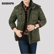 ROHOPO мужские парки из хлопка более размера Militar 6XL/7XL/8XL размера плюс мужские зимние парки пальто с капюшоном пальто с карманами пальто в стиле милитари