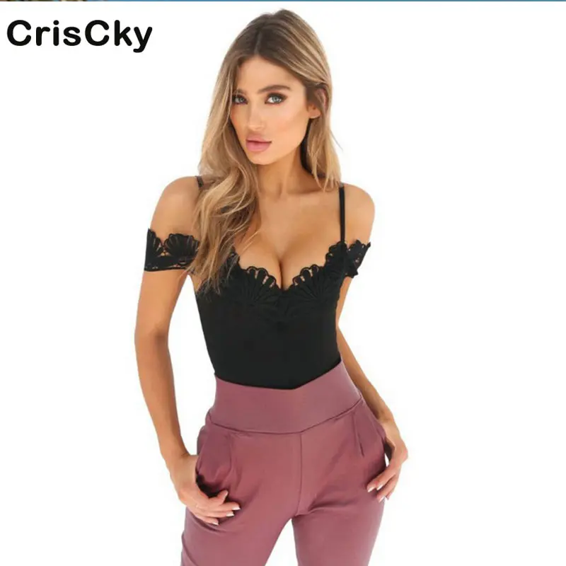 

CRISCKY New Summer Sexy Party Bodysuit Women Strapless Sleeveless Lace Bodycon Jumpsuits Romper Lady Clubwear Cami Bodysuit