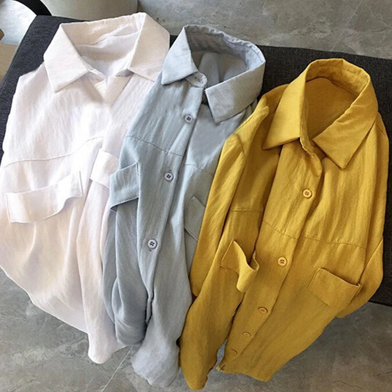 

Long Sleeve Blouse Plus Size Shirts Chic Solid Shirts Oversize White Blouse Maxi Boyfriends Chemisier
