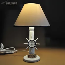 Милые современные белой смолы руля дети кабинет настольные лампы Милая Белая ткань Спальня тумбы детская настольные лампы освещения