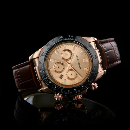 Wealthstar роскошный бренд кожаный ремешок Daytona модные повседневные деловые спортивные военные GMT Мужские часы Мужские модные часы - Цвет: 10