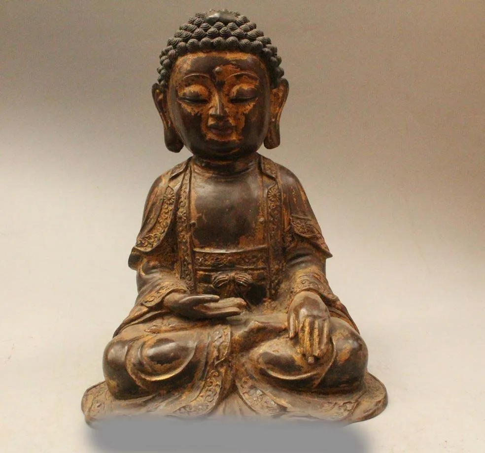 

15" Tibet Temple Bronze Siddhartha Sakyamuni Shakyamuni Amitabha Buddha Statue