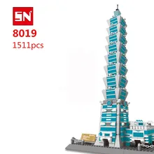 8019 3D 1511 шт большие блоки-кирпичики строительные блоки наборы детские развивающие игрушки знаменитое здание Тайбэя 101
