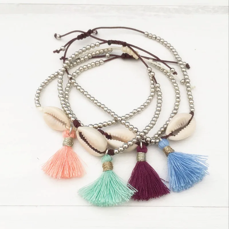 Dongmu ювелирные изделия в богемном стиле, Модный ручной Плетеный веревочный браслет, Пляжная оболочка, элемент, браслет для маленькой девочки, женский подарок на день рождения