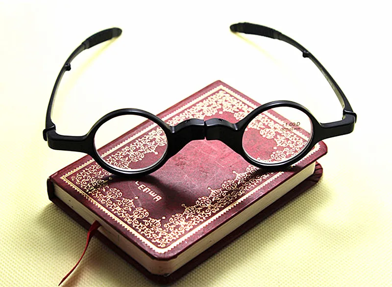 Новейшие Круглые ретро черные складные TR90 очки для чтения, мужские и женские ультра светильник очки для чтения, box1 1,5 2 2,5 3