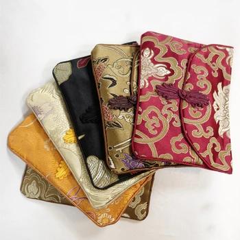 

Chinese storage bag fabric buckle envelope package brocade silk satin simulation silk hand mother and child packaging