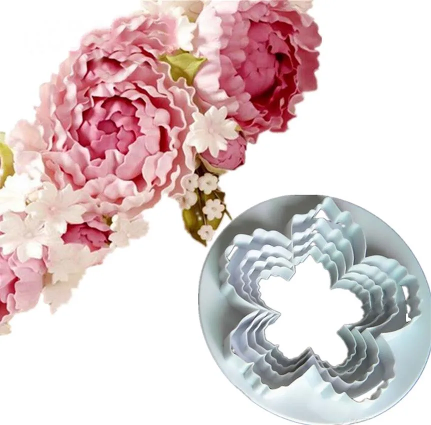 

2019 New 4pcs Baking Cookies Cutter Sugarcraft Embosser Mould Fondant Cake Peony Flower