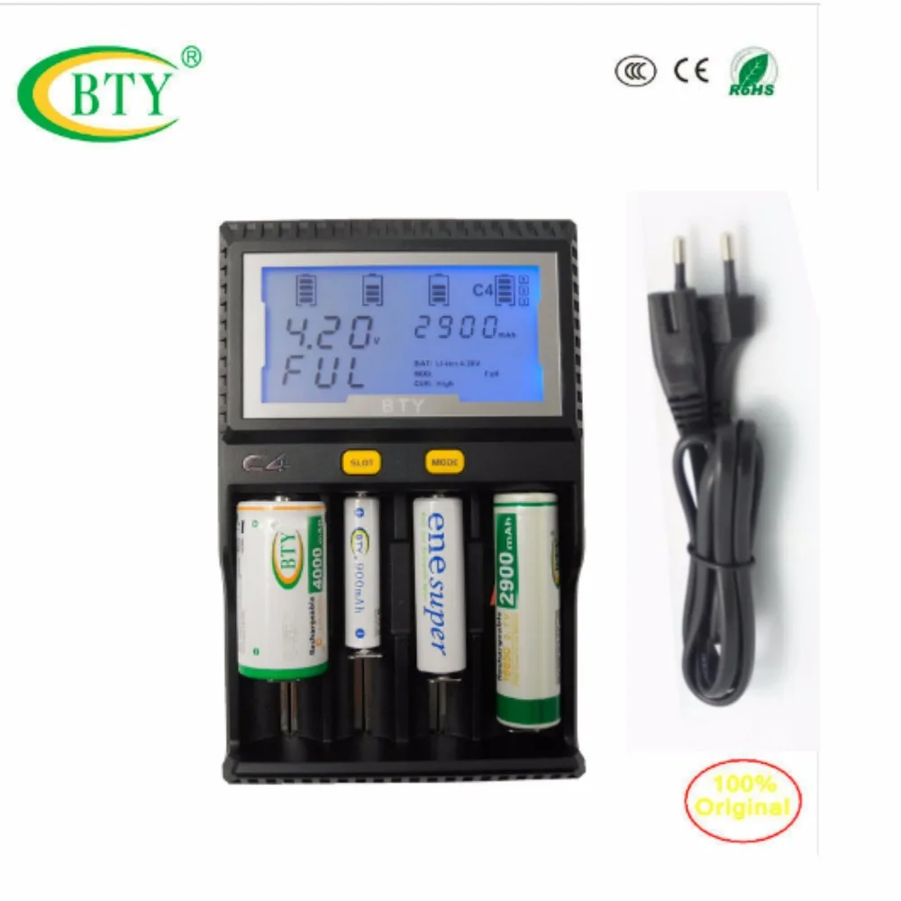 

BTY-C4 Smart quick Charger Li-ion Ni-MH Ni-cd AA & AAA 10440 14500 18650 26500 CR123A Battery LCD Capacity Measurement