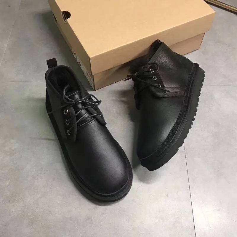 

2018 men's leather work boots fashion Martin boots snow boots unisex couple sports winter tie outdoor casual boots brand IVG