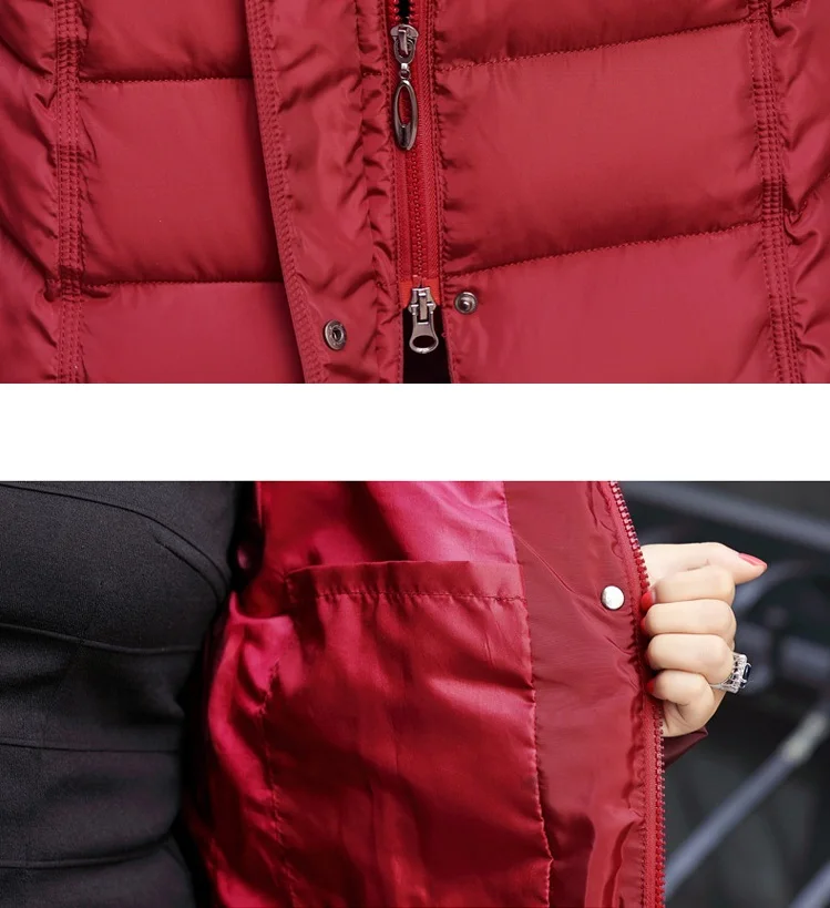 Куртка осень-зима Для женщин среднего возраста плюс Размеры толстый меховой воротник зимнее пальто, парки Для женщин длинное пальто с капюшоном, хлопковая верхняя одежда L-5XL