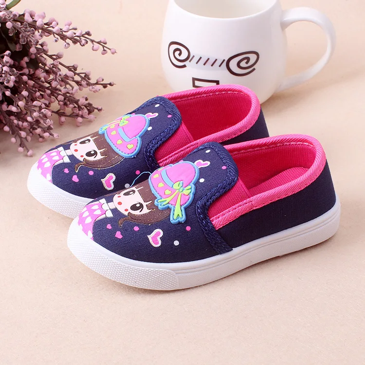Spring Children Girls Shoes Fashion Cartoon Kids Baby Canvas Flower Low Foot Wrapping Single Casual Sports | Детская одежда и