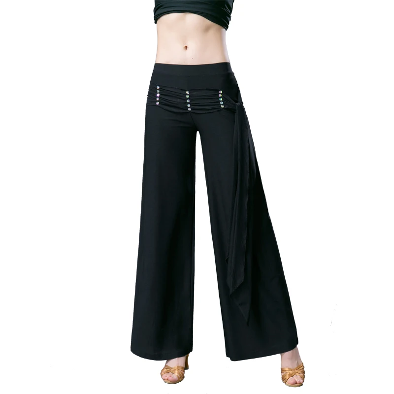 Modern Dance Trousers Female Adult Wide Leggings Elegant Waistband