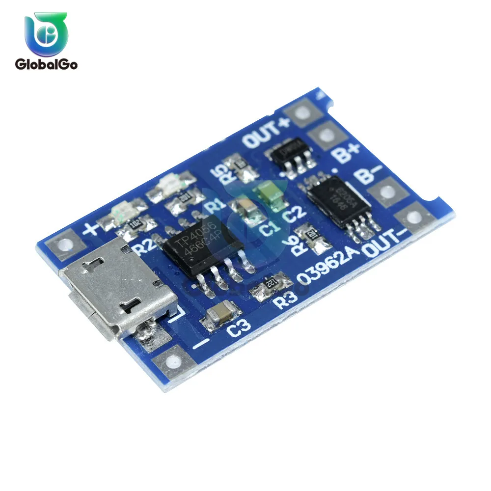

1pcs Micro USB 5V 1A 18650 TC4056A Lithium Battery Charger Module Charging Board With Protection Dual Functions 1A Li-ion