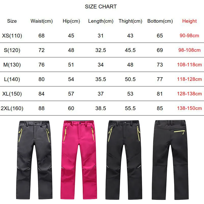Niños invierno Fleece Softshell caminar pantalones niños al aire libre impermeable Camping Trekking esquí pantalones con cinta reflectante Niños invierno Fleece Softshell caminar pantalones niños al aire libre impermeable Camping Trekking esquí pantalones con cinta reflectante