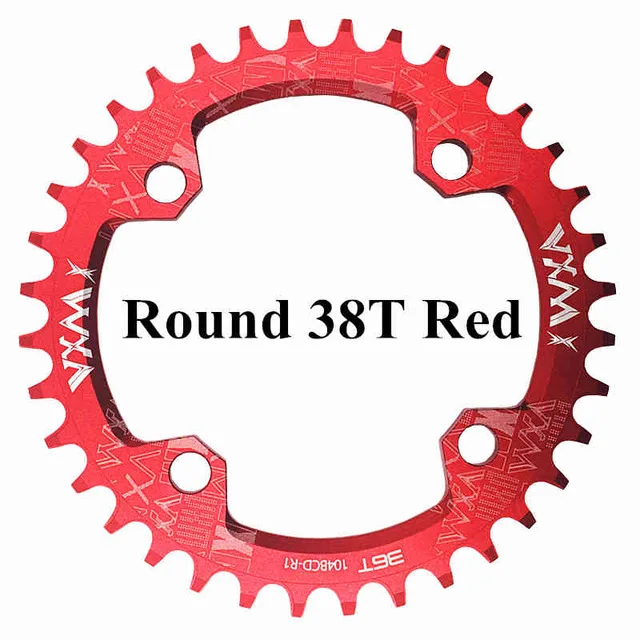 ROUND 38T Red VXM велосипед 104BCD Кривошип Овальный Круглый 30T 32T 34T 36T 38T 40T 42T 44T 46T 48T 50T 52T Звездочка узкая широкая MTB велосипедная цепь - Цвет: ROUND 38T Red