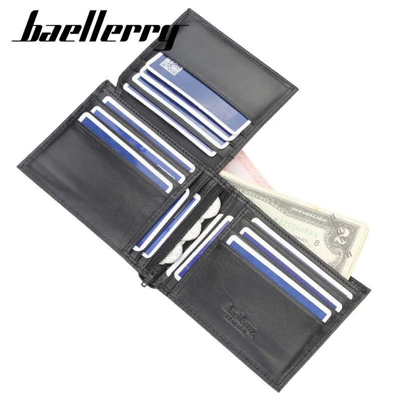 

Baellerry Genuine Leather Men Wallet RFID Blocking Wallet Men Fashion Cow Leather Purse Identity Protection Men's Card Wallets