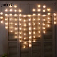 JULELYS 2 * 1.5 78 Bulbs Heart LED Wedding Curtain Lights Gerlyanda Christmas Garland Festoon Room Fairy LED Lights Decoration JULELYS 2 * 1.5 78 Bulbs Heart LED Wedding Curtain Lights Gerlyanda Christmas Garland Festoon Room Fairy LED Lights Decoration